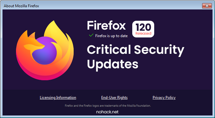 Mozilla Firefox 120 nohack