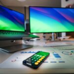 Laptop displaying antivirus security dashboard with threat detection statistics