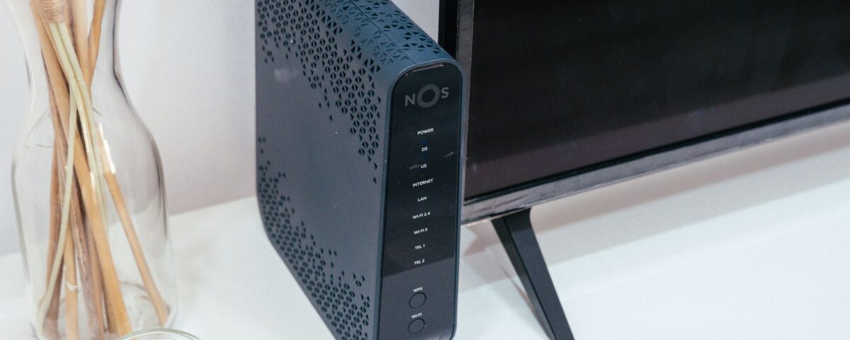 Small business router and network switch on an office desk