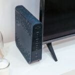 Small business router and network switch on an office desk