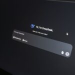 Corporate laptop displaying AI chatbot interface with sensitive conversation data visible