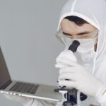 Person transferring AI model files from a secure server room workstation