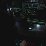 Security analyst reviewing autonomous AI agent audit logs on terminal screens