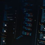 Linux kernel terminal displaying eBPF program code in server room